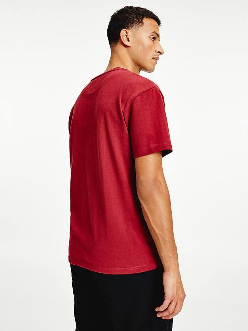 Red Tommy Hilfiger Organic Cotton Badge Men's T Shirts | TH930VSG