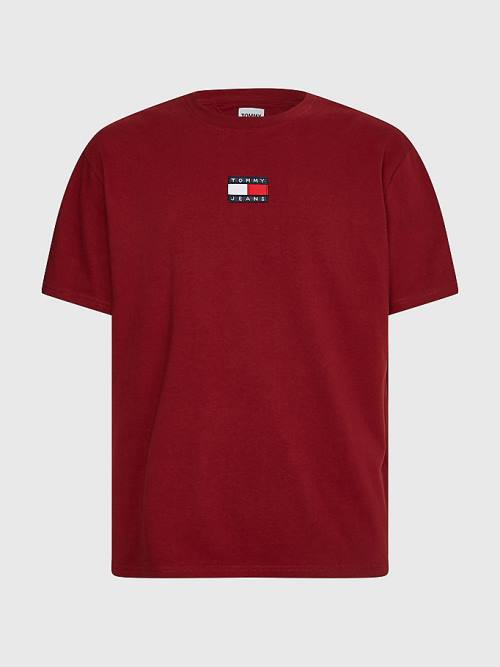 Red Tommy Hilfiger Organic Cotton Badge Men's T Shirts | TH930VSG