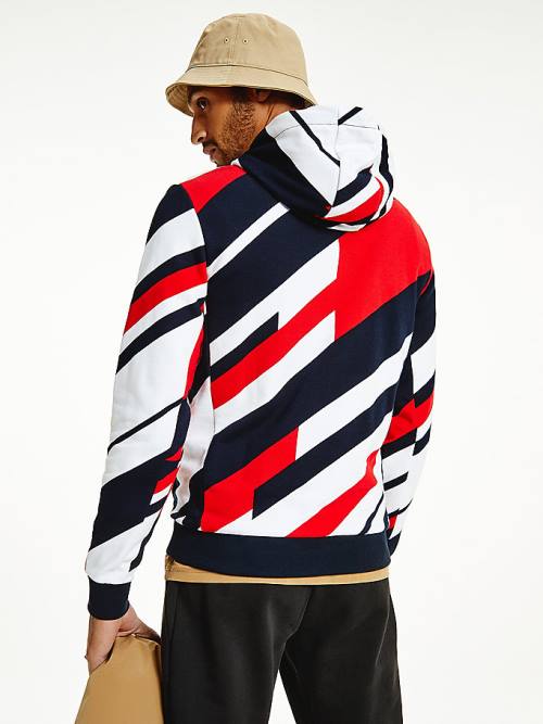 Red Tommy Hilfiger Organic Cotton Colour-Blocked Men's Hoodie | TH327UXC