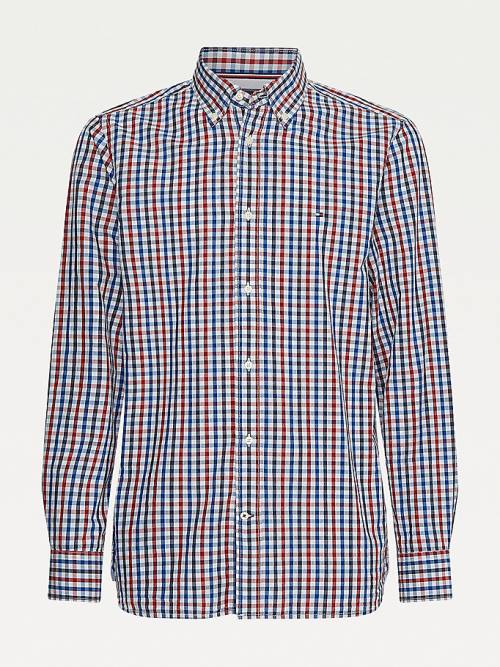 Red Tommy Hilfiger Organic Cotton Gingham Regular Fit Men\'s Shirts | TH135ZCN