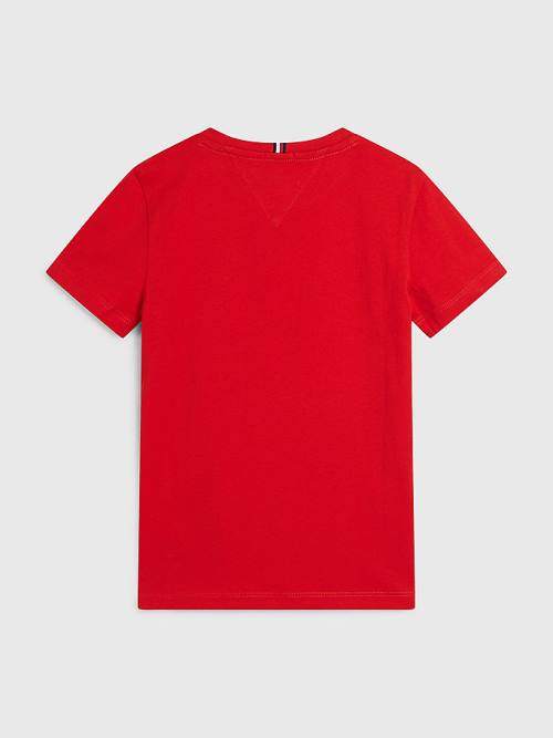 Red Tommy Hilfiger Organic Cotton Logo Boys' T Shirts | TH081HBJ