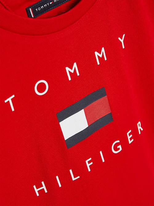 Red Tommy Hilfiger Organic Cotton Logo Boys' T Shirts | TH081HBJ