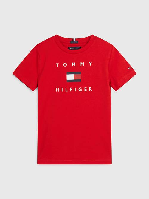 Red Tommy Hilfiger Organic Cotton Logo Boys\' T Shirts | TH081HBJ