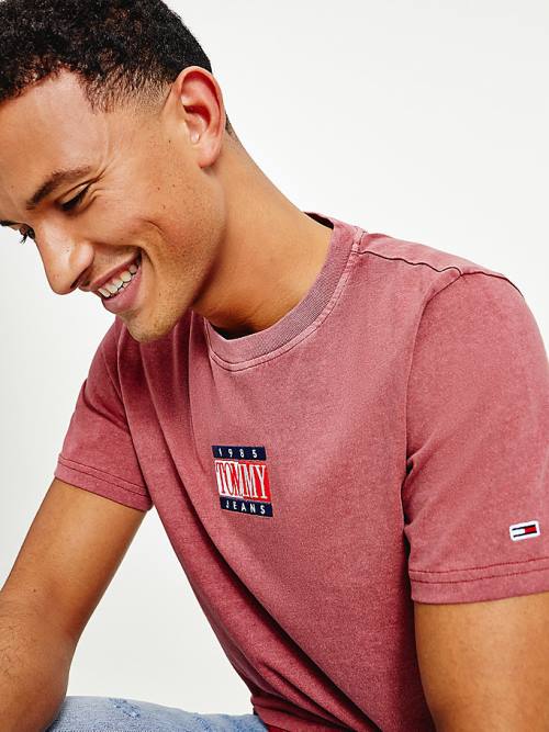 Red Tommy Hilfiger Organic Cotton Men's T Shirts | TH152MJY