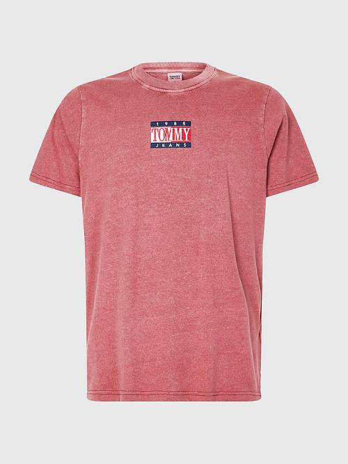 Red Tommy Hilfiger Organic Cotton Men's T Shirts | TH152MJY