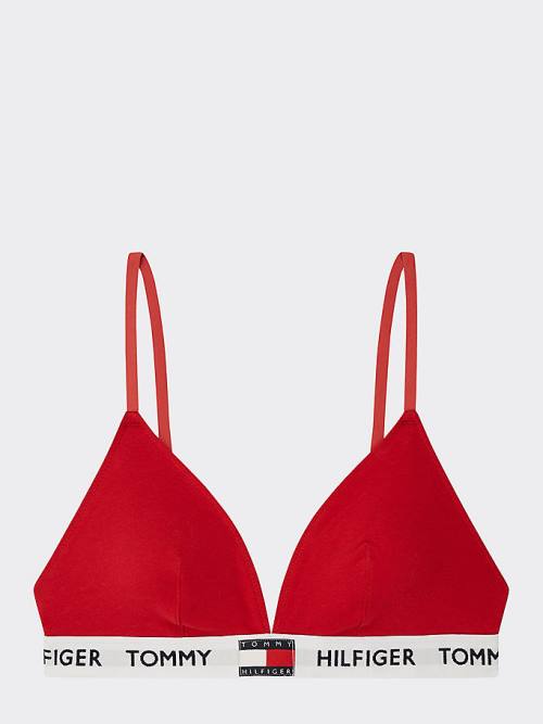 Red Tommy Hilfiger Organic Cotton Padded Triangle Bra Women's Underwear | TH873ZRW