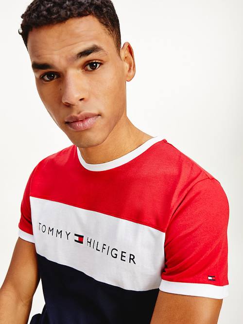 Red Tommy Hilfiger Original Colour-Blocked Logo Men's Pyjamas | TH268ION