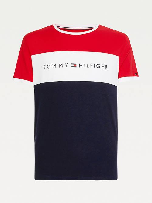 Red Tommy Hilfiger Original Colour-Blocked Logo Men's Pyjamas | TH268ION