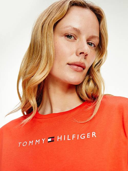 Red Tommy Hilfiger Original Half Sleeve Nightdress Women's Pyjamas | TH752OWE