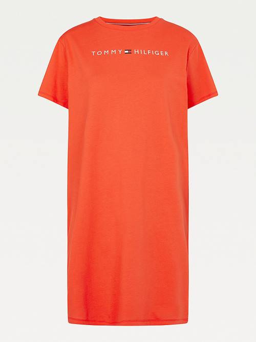 Red Tommy Hilfiger Original Half Sleeve Nightdress Women's Pyjamas | TH752OWE