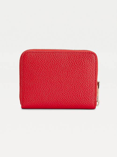 Red Tommy Hilfiger Pebble Grain Medium Zip-Around Women's Wallets | TH946LZW