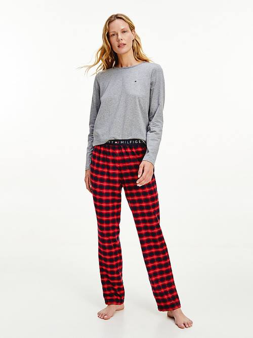 Red Tommy Hilfiger Plaid Stretch Flannel Set Women's Pyjamas | TH812FDV