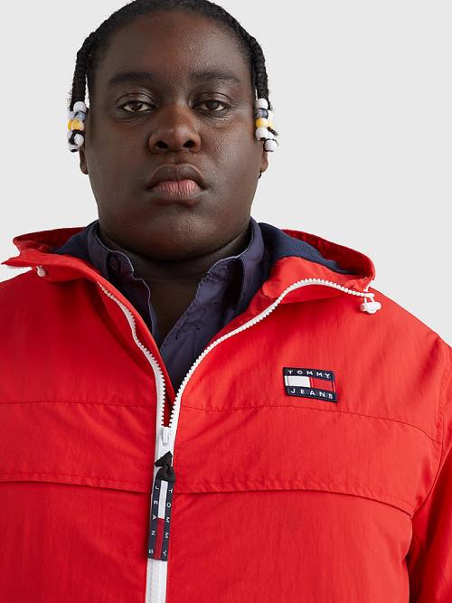 Red Tommy Hilfiger Plus Chicago Windbreaker Men's Jackets | TH480JBE