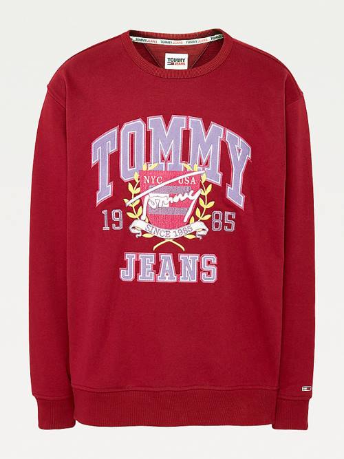 Red Tommy Hilfiger Plus Logo Fleece Men's Sweatshirts | TH274PBJ