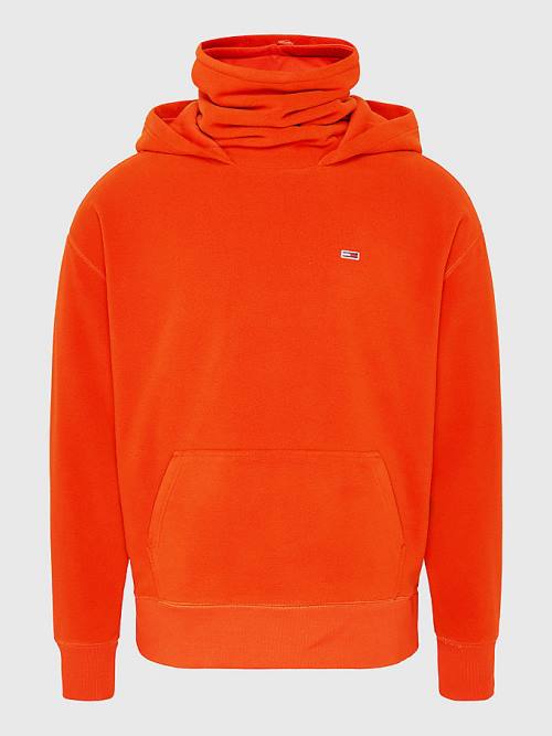 Red Tommy Hilfiger Polar Fleece Relaxed Funnel Neck Men's Hoodie | TH814RFI