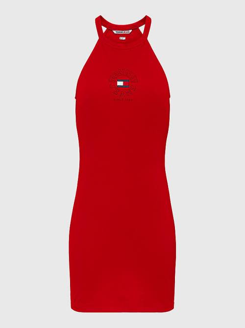 Red Tommy Hilfiger Racerback Bodycon Women's Dress | TH124DEV