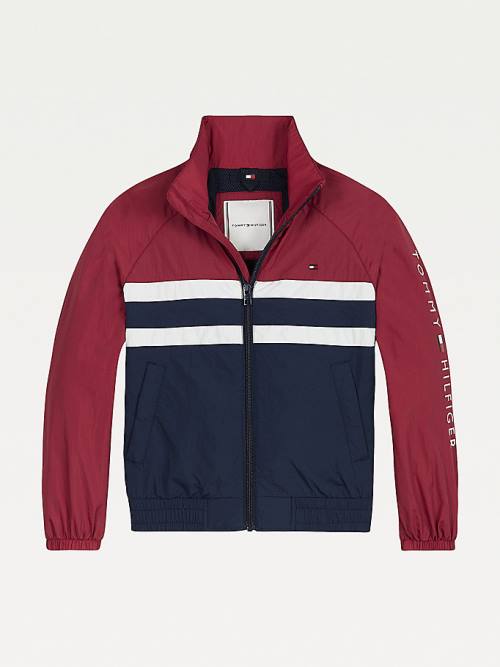 Red Tommy Hilfiger Recycled Colour-Blocked Track Girls' Jackets | TH748BPG