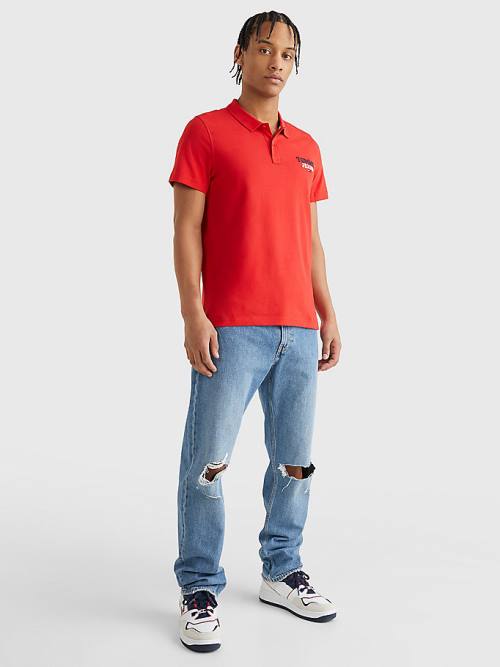 Red Tommy Hilfiger Regular Fit Jersey Men's Polo Shirts | TH489CGM