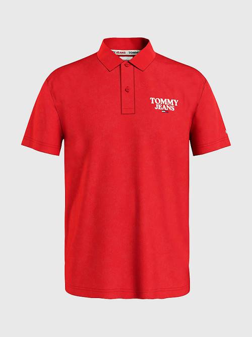 Red Tommy Hilfiger Regular Fit Jersey Men's Polo Shirts | TH489CGM