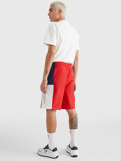 Red Tommy Hilfiger Relaxed Fit Basketball Men's Shorts | TH832NOJ