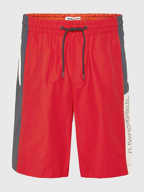 Red Tommy Hilfiger Relaxed Fit Basketball Men's Shorts | TH832NOJ