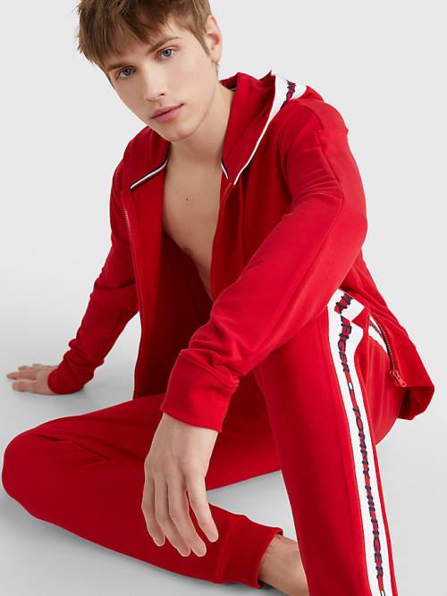 Red Tommy Hilfiger Repeat Logo Drawstring Joggers Men's Pyjamas | TH481WNU