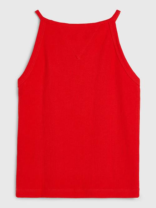 Red Tommy Hilfiger Rib-Knit Tank Top Girls' T Shirts | TH471LFI