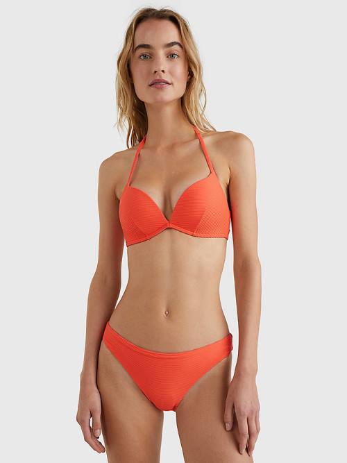 Red Tommy Hilfiger Ribbed Classic Bikini Bottoms Women's Swimwear | TH276UCM