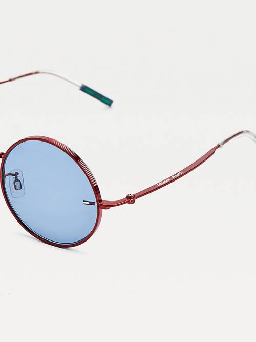 Red Tommy Hilfiger Round Frame Women's Sunglasses | TH257KUR