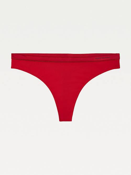 Red Tommy Hilfiger Satin Trim Microfibre Thong Women's Underwear | TH057CGM