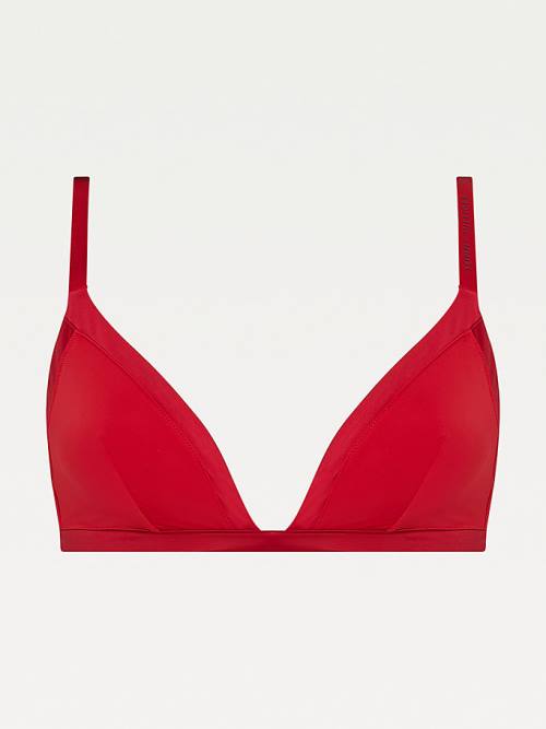 Red Tommy Hilfiger Satin Trim Triangle Bra Women's Underwear | TH056JHI