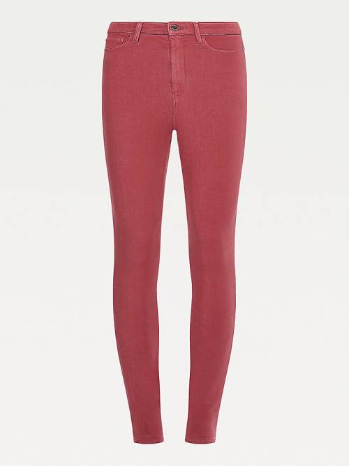 Red Tommy Hilfiger Sculpt High Rise Super Skinny Women's Pants | TH302VDQ