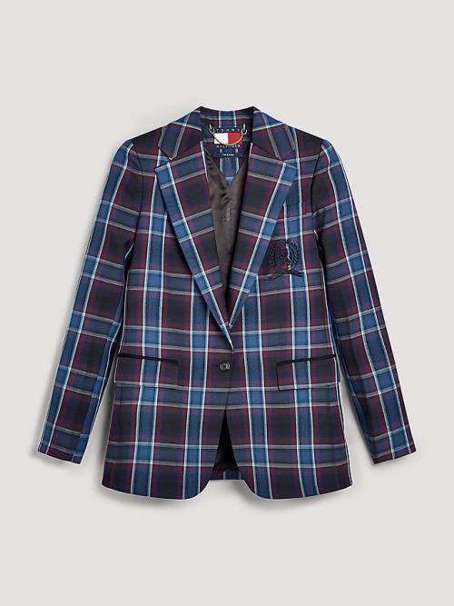 Red Tommy Hilfiger Shadow Check Crest Women's Blazers | TH370FEB