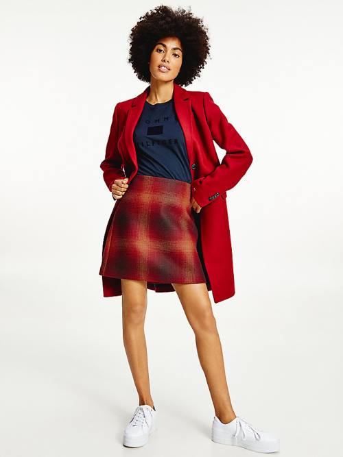 Red Tommy Hilfiger Shadow Check Mini Women's Skirts | TH173LKC