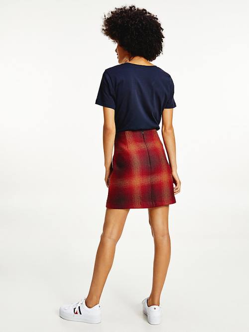 Red Tommy Hilfiger Shadow Check Mini Women's Skirts | TH173LKC