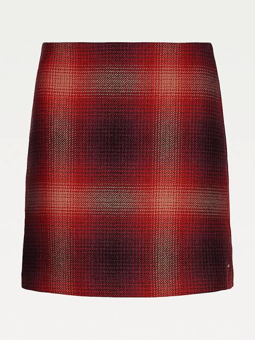 Red Tommy Hilfiger Shadow Check Mini Women's Skirts | TH173LKC