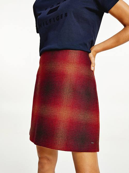 Red Tommy Hilfiger Shadow Check Mini Women\'s Skirts | TH173LKC