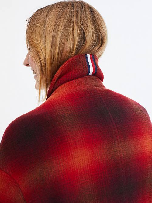 Red Tommy Hilfiger Shadow Check Wool Blend Women's Coats | TH879KWF