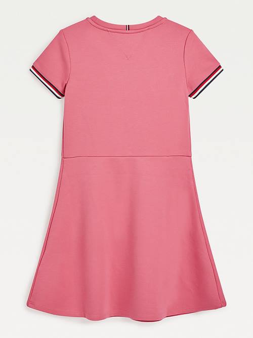 Red Tommy Hilfiger Signature Cuffs Skater Girls' Dress | TH269KDC