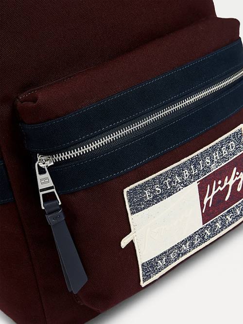 Red Tommy Hilfiger Signature Logo Backpack Men's Bags | TH014ISG