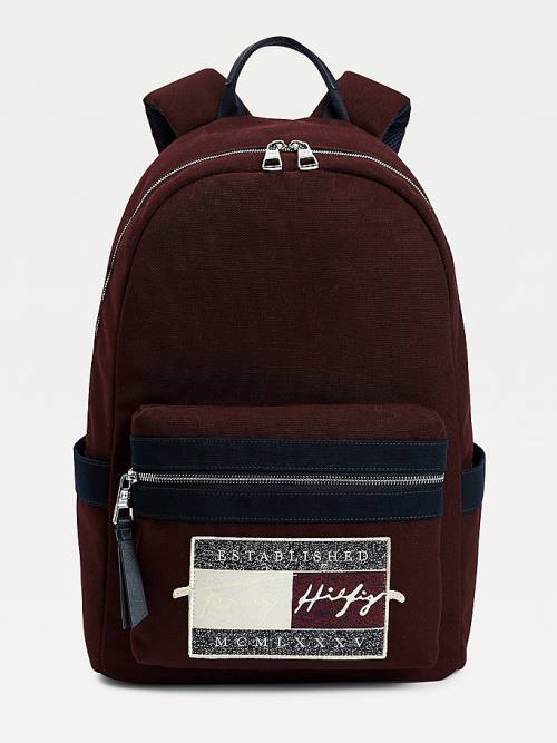 Red Tommy Hilfiger Signature Logo Backpack Men\'s Bags | TH014ISG