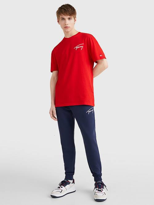 Red Tommy Hilfiger Signature Recycled Cotton Men's T Shirts | TH912FNB