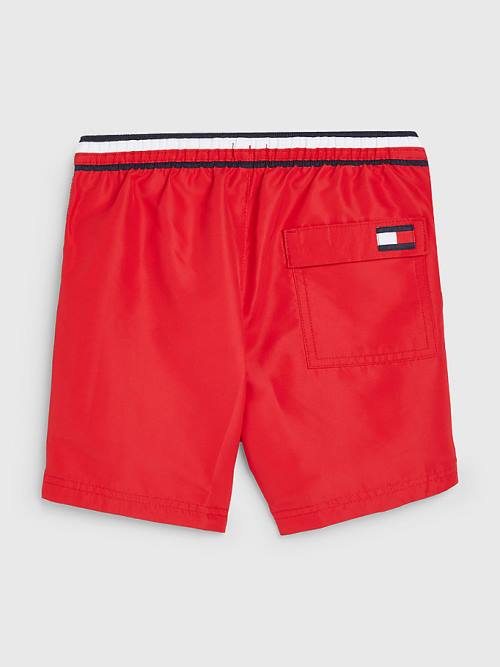 Red Tommy Hilfiger Signature Tape Mid Length Shorts Boys' Swimwear | TH849LEV