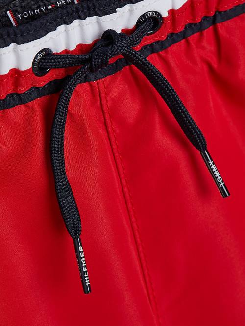 Red Tommy Hilfiger Signature Tape Mid Length Shorts Boys' Swimwear | TH849LEV