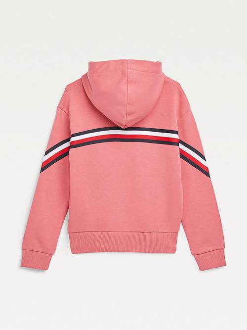 Red Tommy Hilfiger Signature Trim Slouchy Girls' Hoodie | TH159ZGK