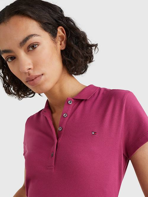 Red Tommy Hilfiger Slim Fit Women's Polo Shirts | TH138AZV