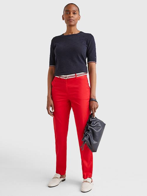 Red Tommy Hilfiger Slim Signature Belt Chinos Women's Pants | TH968RVT