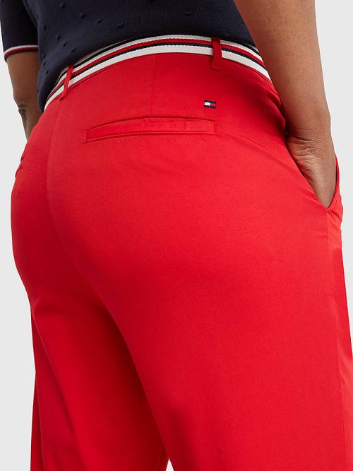 Red Tommy Hilfiger Slim Signature Belt Chinos Women's Pants | TH968RVT