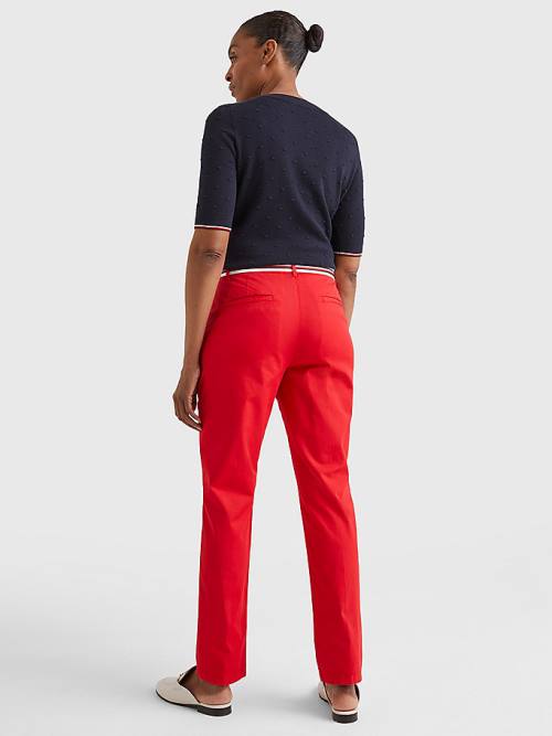 Red Tommy Hilfiger Slim Signature Belt Chinos Women's Pants | TH968RVT