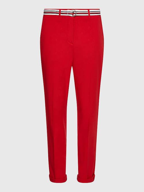 Red Tommy Hilfiger Slim Signature Belt Chinos Women's Pants | TH968RVT